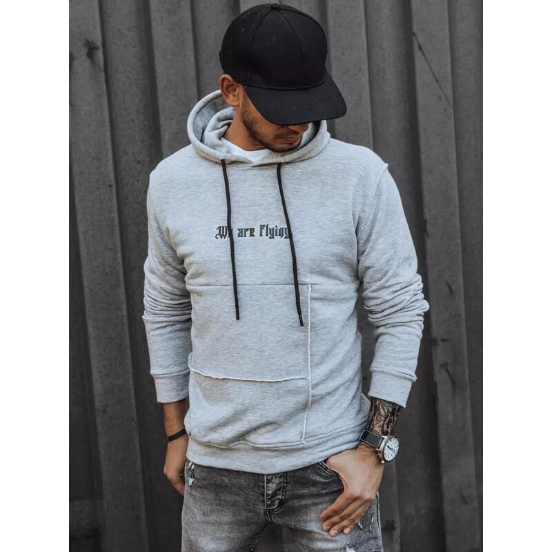 Buďchlap Šedá mikina s nápisom We are Flying 36954056