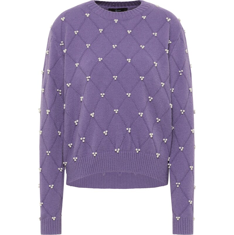 faina Sveter Tylin tmavofialová / perlovo biela 65868095