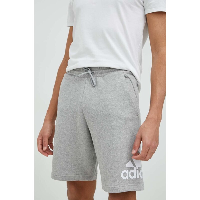 Bavlnené šortky adidas pánske, šedá farba, IC9403