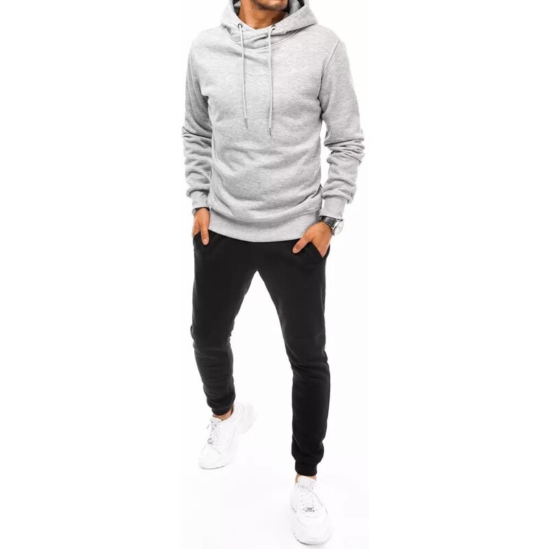 Buďchlap Svetlošedo-čierna pohodlná tepláková súprava 36994176