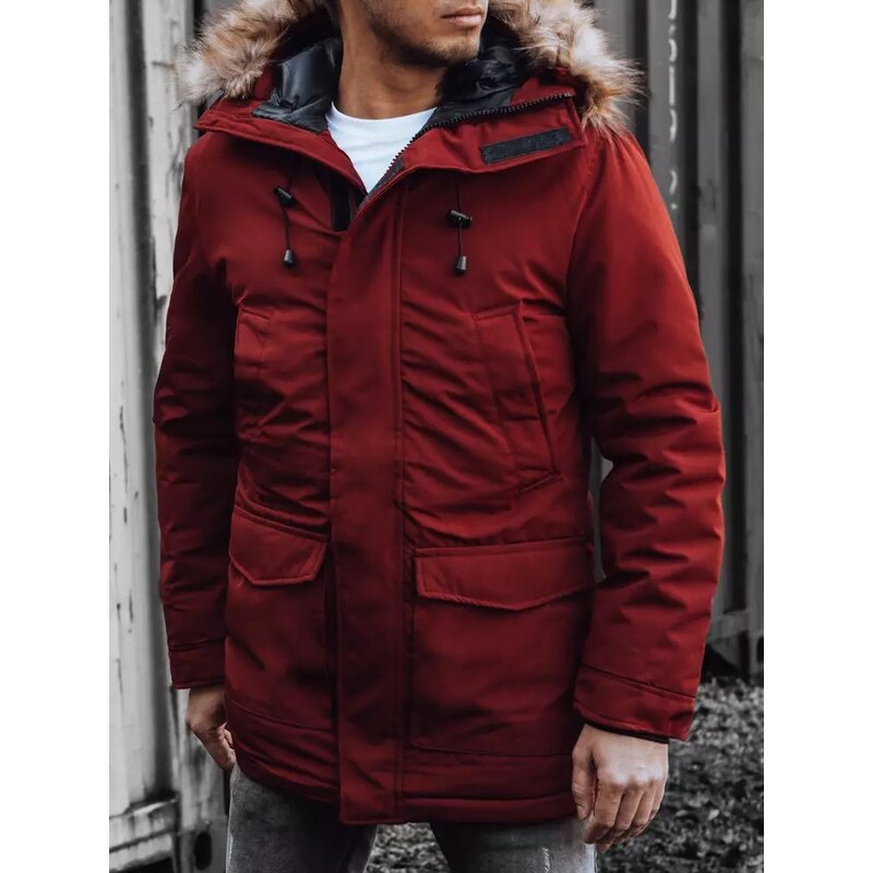 Buďchlap Štýlová bordová predĺžená bunda na zimu 66675446