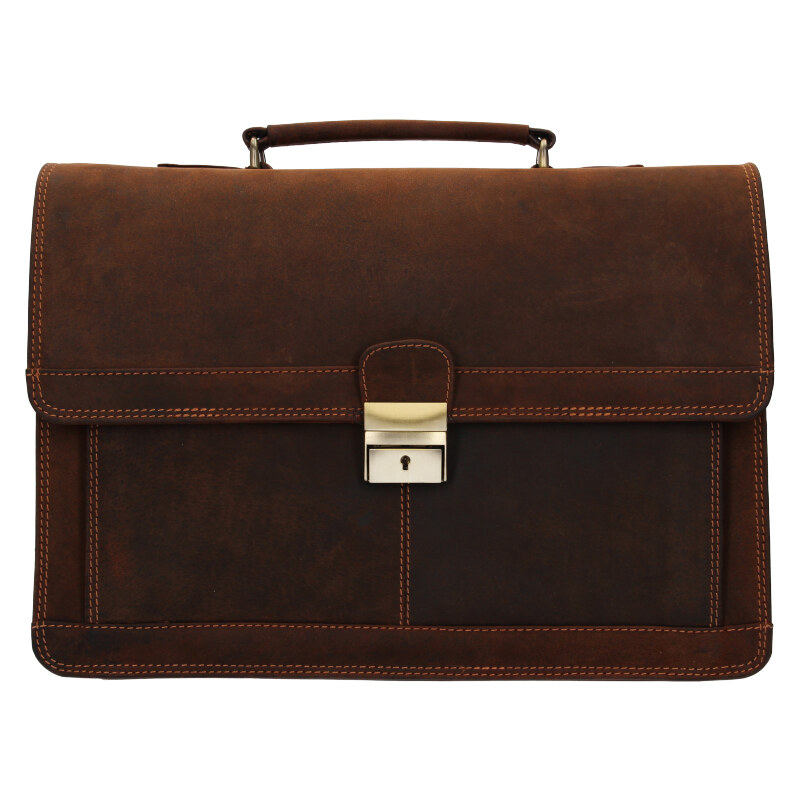 Lagen Pánska kožená aktovka LG-21881/H hnedá 37007231