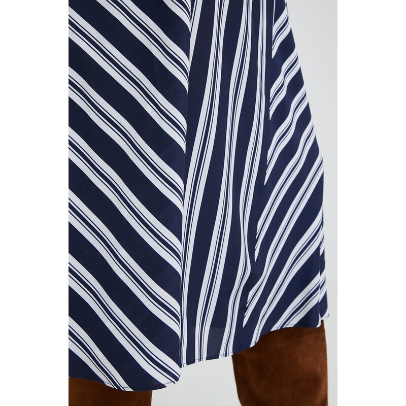 Sukňa Lauren Ralph Lauren tmavomodrá farba, midi, áčkový strih