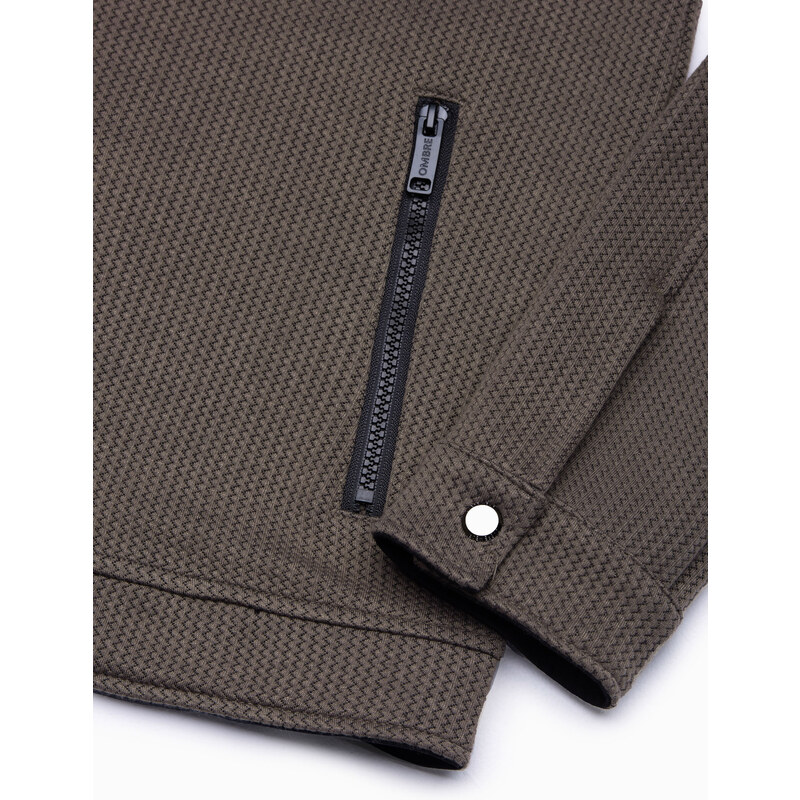 Ombre Clothing Pánska prechodná bunda - tmavo hnedá C453