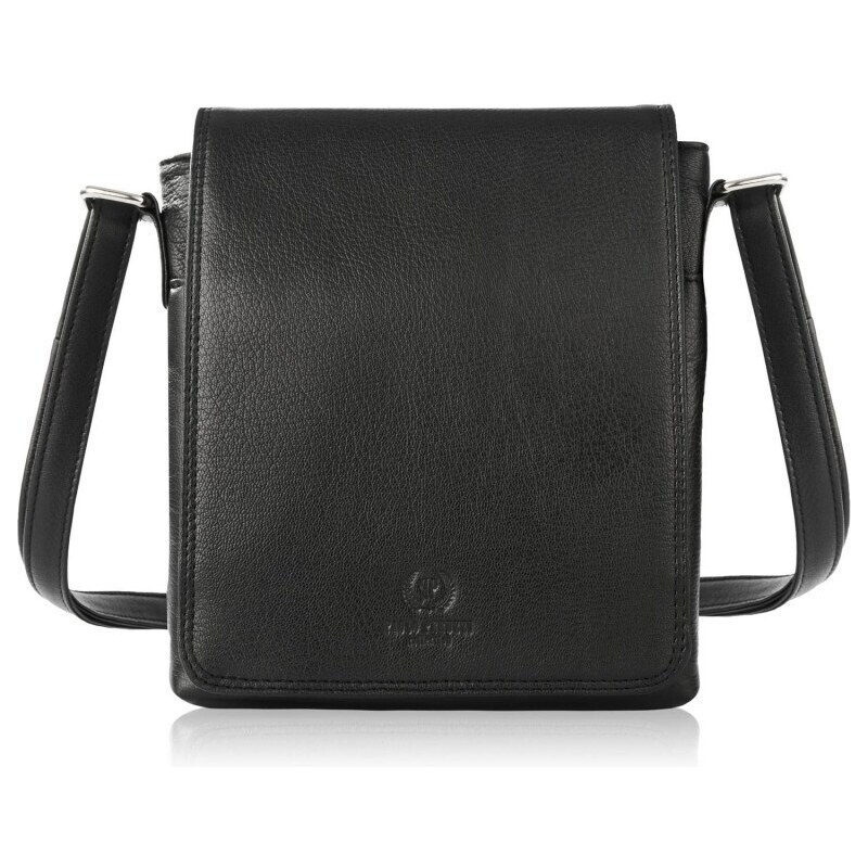 PAOLO PERUZZI Pánska kožená taška na rameno T-59-BL | čierna T-59-BL 47295184