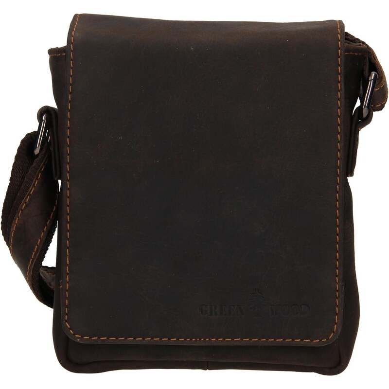 Pánska kožená taška cez rameno Greenwood Petr - tmavo hnedá 40978700