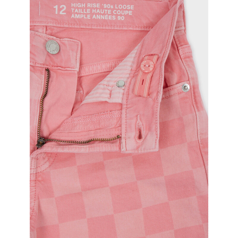 Ružové dievčenské kockované rifľové nohavice GAP 50539801