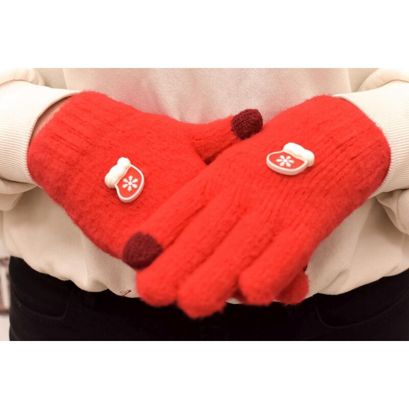 AURA.VIA Dievčenské červené mohérové rukavice ABIES 37063447