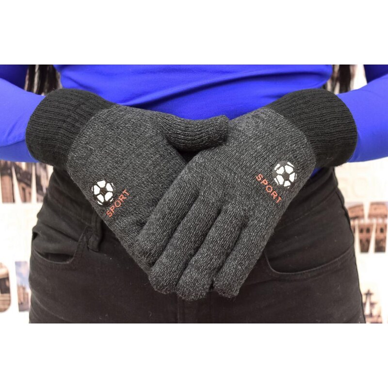 AURA.VIA Chlapčenské sivé zateplené rukavice SPORT FOOTBALL 64414827