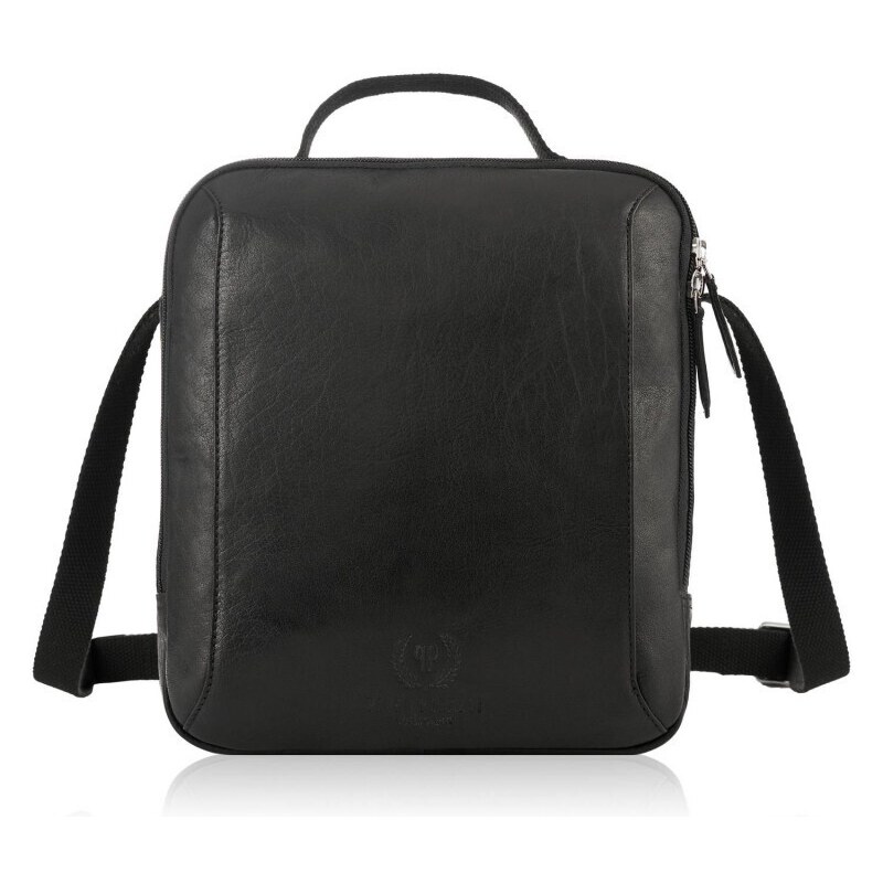 PAOLO PERUZZI Pánska kožená taška cez rameno | čierna IN-46-BL 62021729