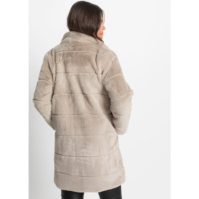 bonprix Kabát z umelej kožušiny, farba šedá