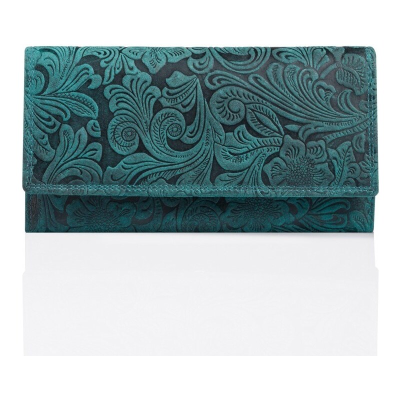 Paolo Peruzzi Dámska kožená zelená floral peňaženka BRAIMA 66572081