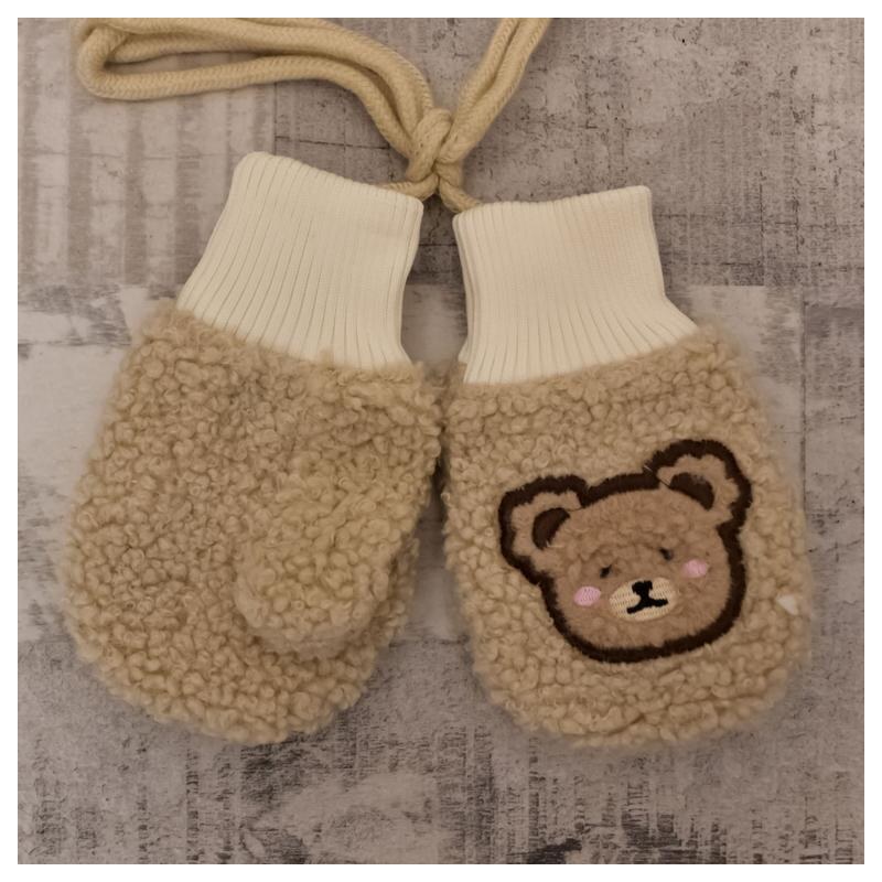 AURA.VIA Detské béžové bezpalcové rukavice BEAR 37078785