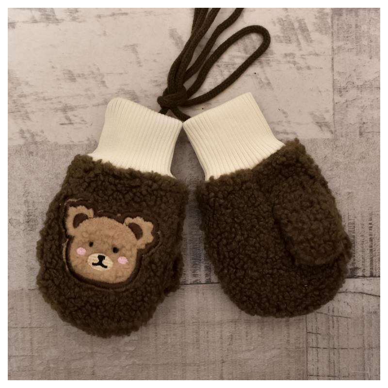 AURA.VIA Detské hnedé bezpalcové rukavice BEAR 37078786