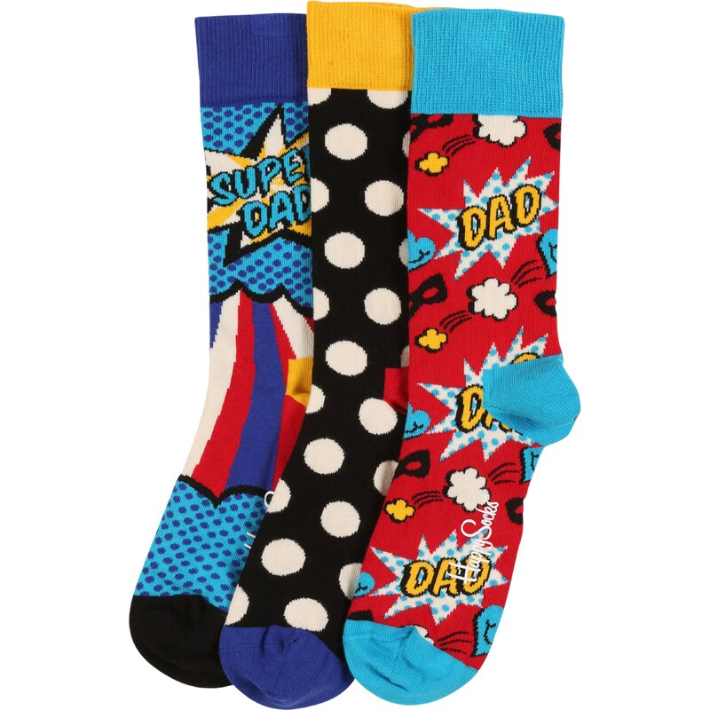 Happy Socks Ponožky Fathers Day svetlomodrá / žltá / červená / biela 55409759