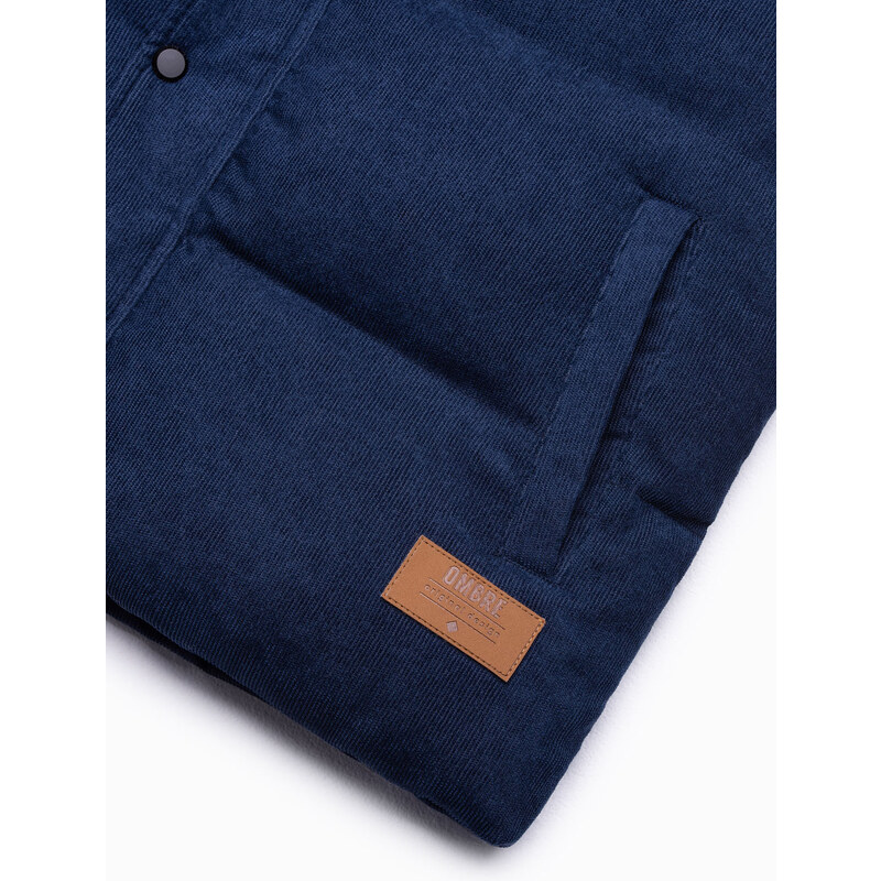 Ombre Clothing Pánska prešívaná vesta - námornícka modrá V57