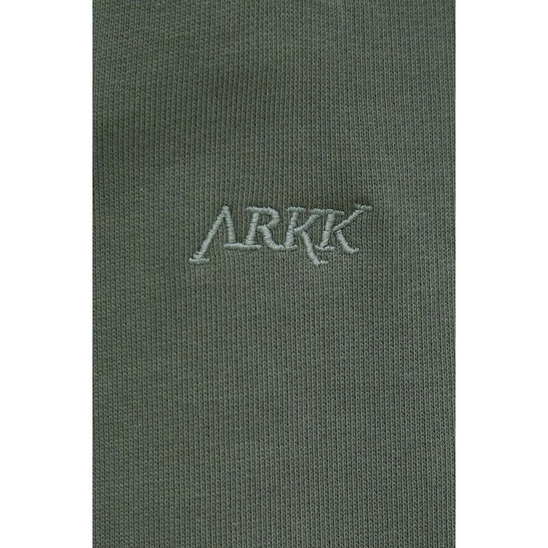 Bavlnené tepláky Arkk Copenhagen unisex, zelená farba, jednofarebné