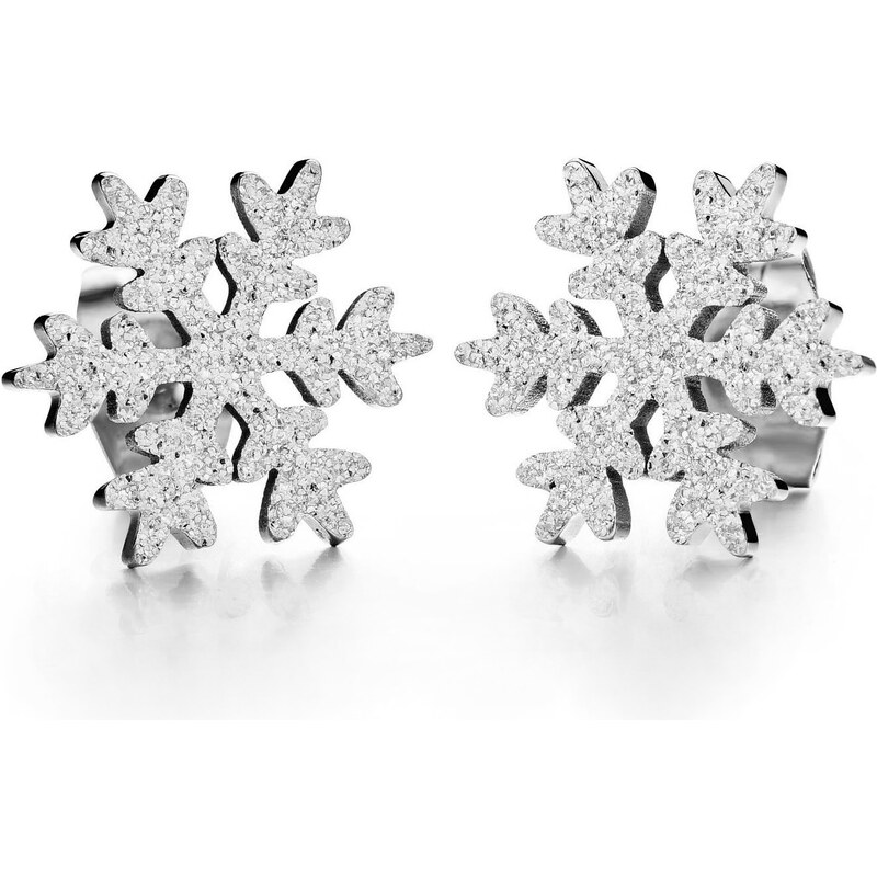 Troli Náušnice s trblietkami z ocele Snehová vločka KE-013 66595948