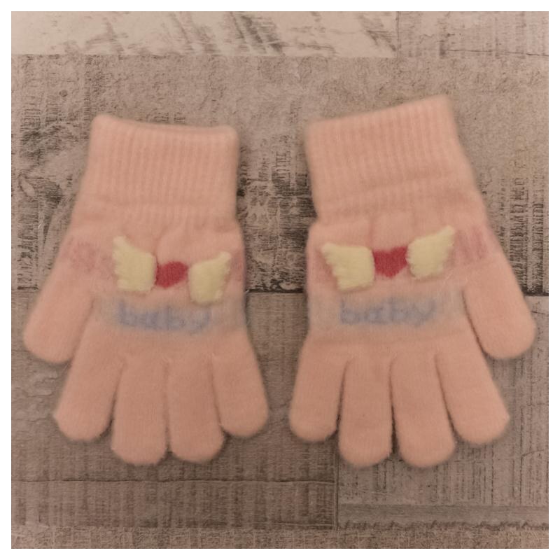 AURA.VIA Detské zateplené ružové rukavice 6-12Y BOW 37106193