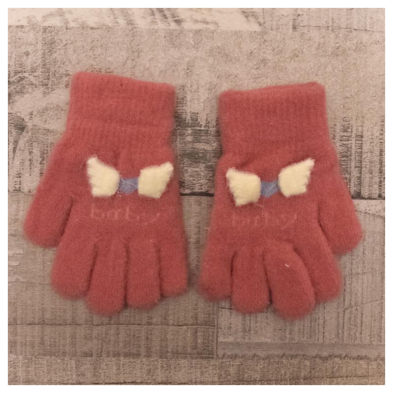 AURA.VIA Detské zateplené ružové rukavice 6-12Y BOW 37106194