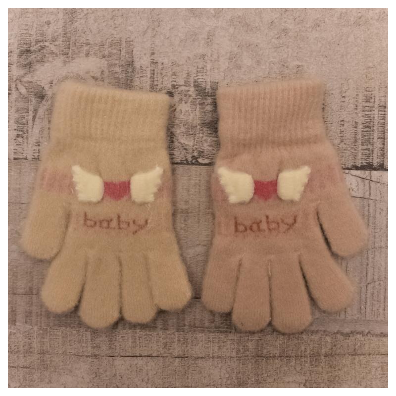 AURA.VIA Detské zateplené béžové rukavice 6-12Y BOW 37106190