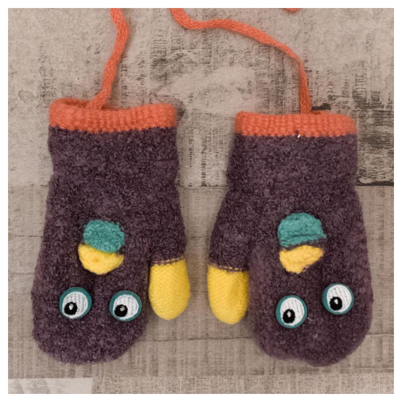 AURA.VIA Detské tmavofialové rukavice 0-2Y BIRD GABO 37106235