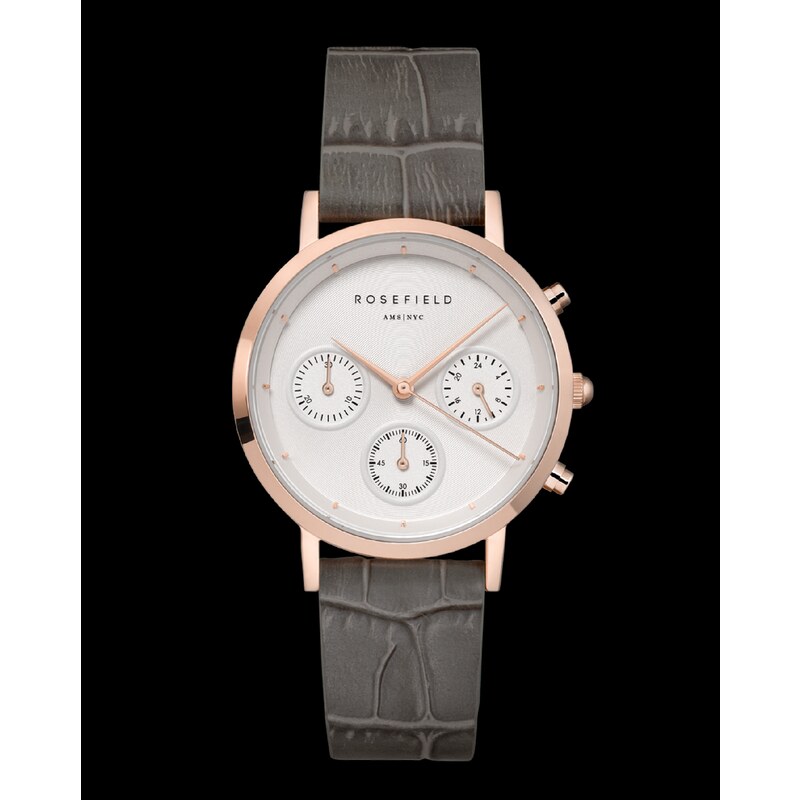 Hodinky Rosefield NCGRG-N95 The Gabby White Sunray Croco Grey Rose 64841833