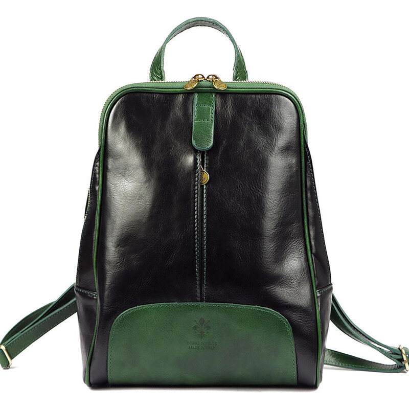 Florence L2001-10 čierno-zelený dámsky kožený ruksak 7l