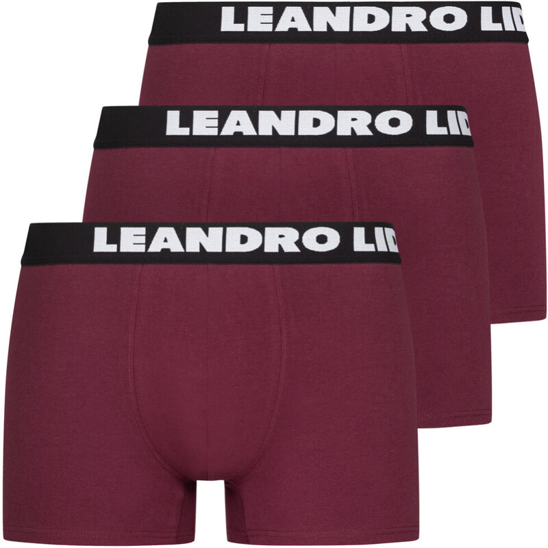 LEANDRO LIDO Pánske Boxerky 3Pack Bordové 34930171