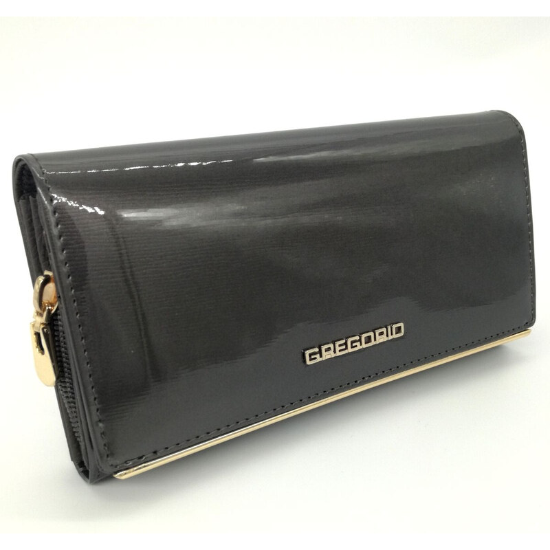 Šedá lesklá kožená peňaženka GREGORIO 66571990