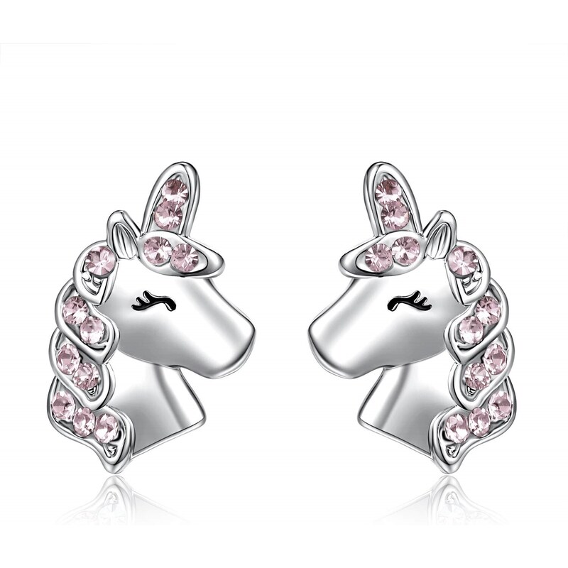 Olivie Strieborné náušnice RUŽOVÝ JEDNOROŽEC 5894 32032897