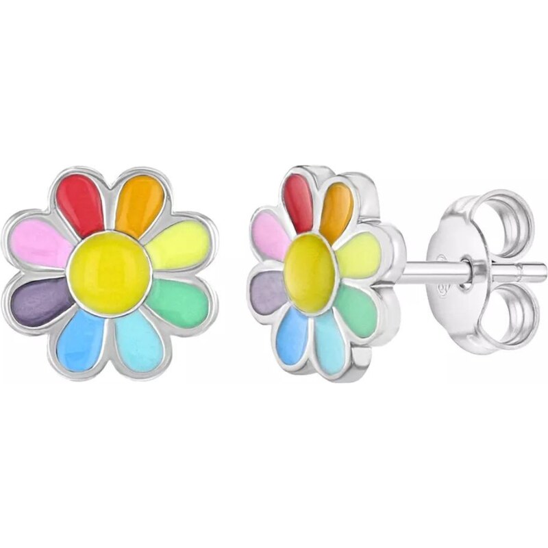 Olivie Strieborné náušnice FAREBNÝ KVIETOK 6603 37376724