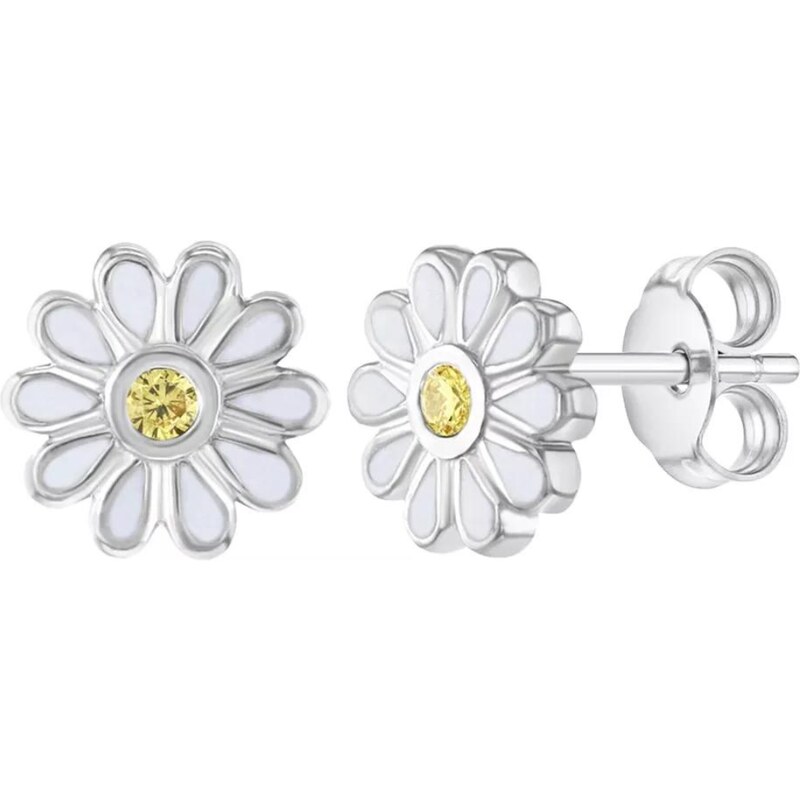 Olivie Strieborné náušnice BIELÝ KVIETOK 6604 37376725