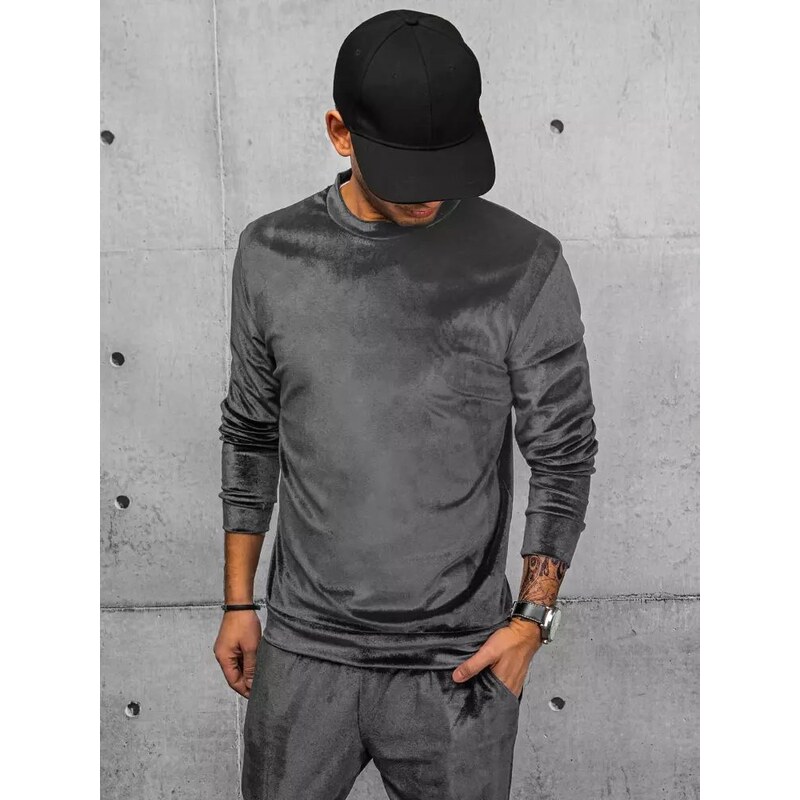 Buďchlap Velúrová mikina v tmavošedej farbe 37296154