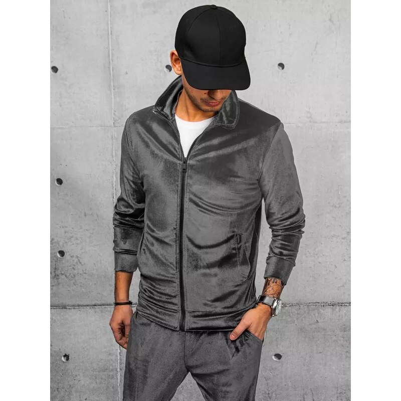 Buďchlap Štýlová velúrová šedá mikina 37168193