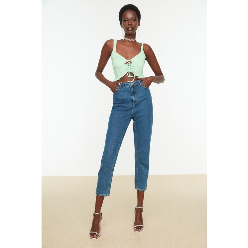 Trendyol Zelený Pletený Bustier s Viazaním 50616246