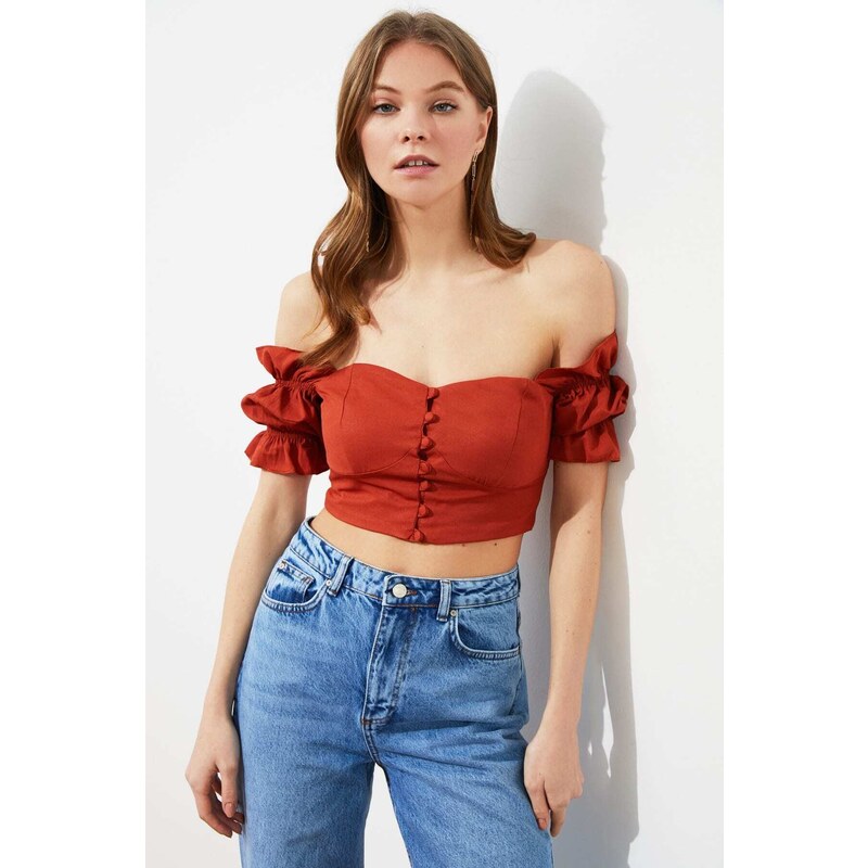 Dámsky crop top Trendyol Frill detailed 50630068