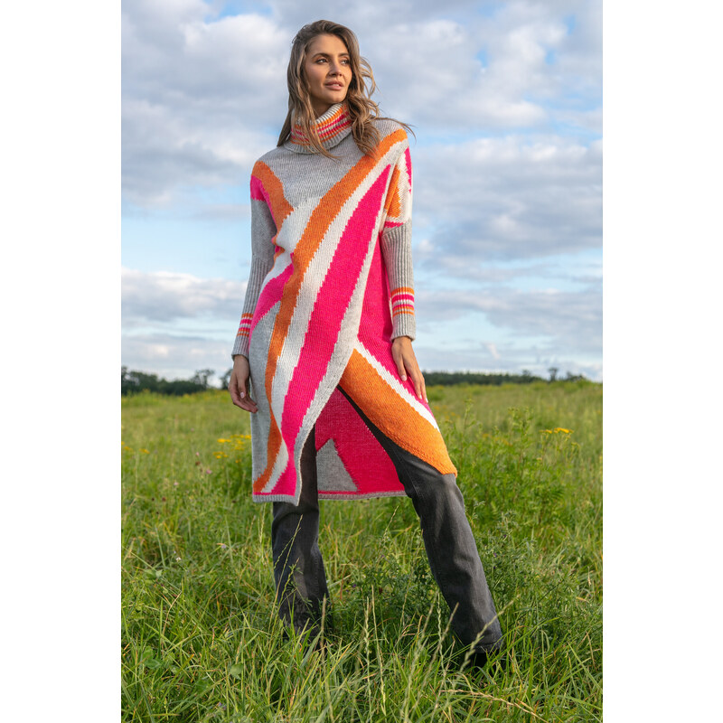 Glara Dlhé pončo s vlnou 37192337