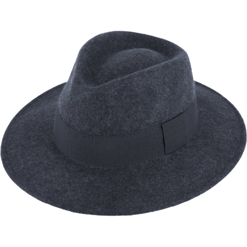 Fiebig - Headwear since 1903 Zimný plstený klobúk - modrý melanž s hodvábnou stuhou