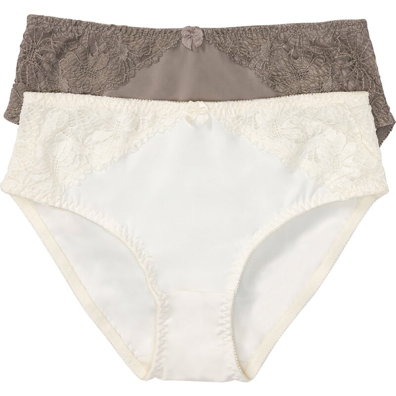 bonprix Maxi nohavičky s čipkou (2 ks), farba béžová 44734375