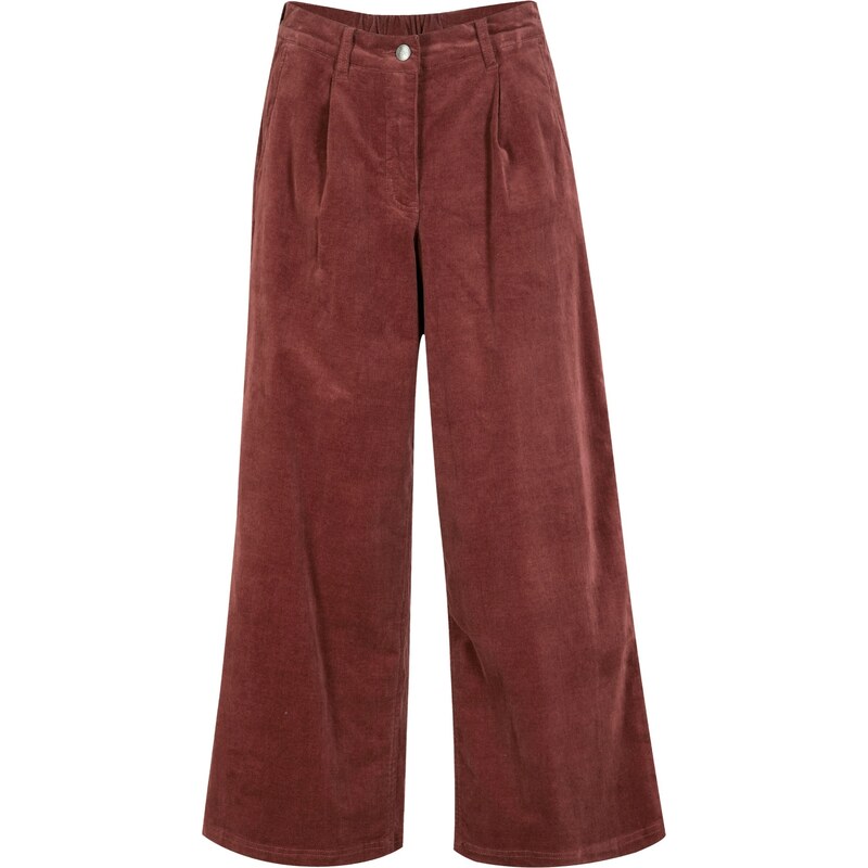 bonprix Široké kordové strečové nohavice s pohodlným vysokým pásom, 7 45900693