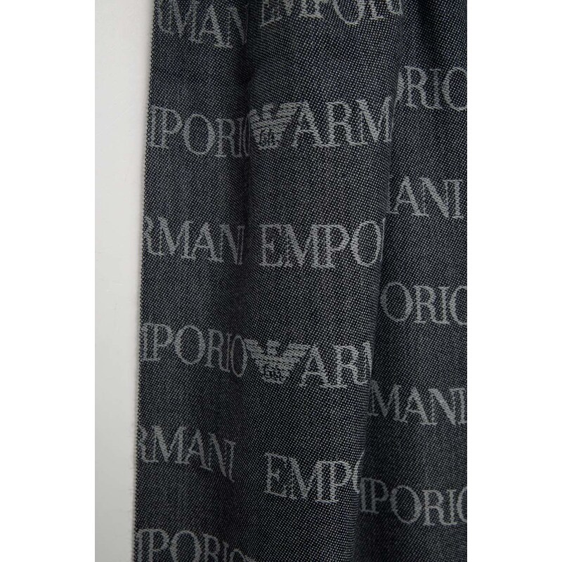Vlnený šál Emporio Armani tmavomodrá farba, vzorovaný, 625060 CC786