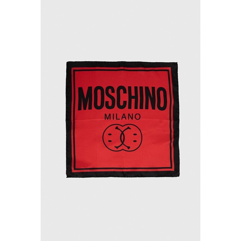 Hodvábna vreckovka Moschino x Smiley červená farba