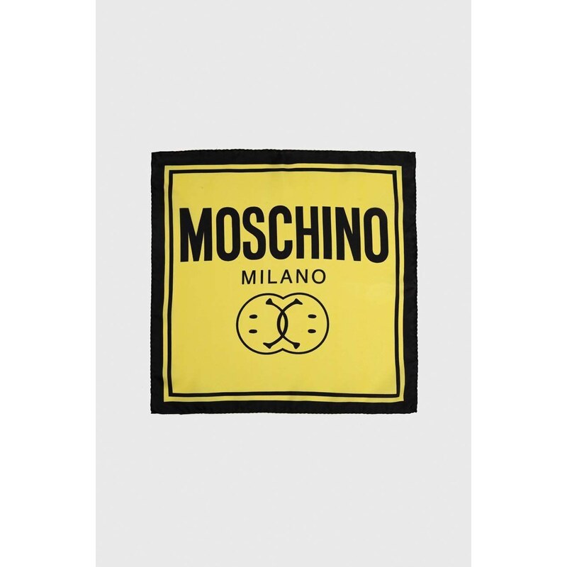 Hodvábna vreckovka Moschino x Smiley žltá farba
