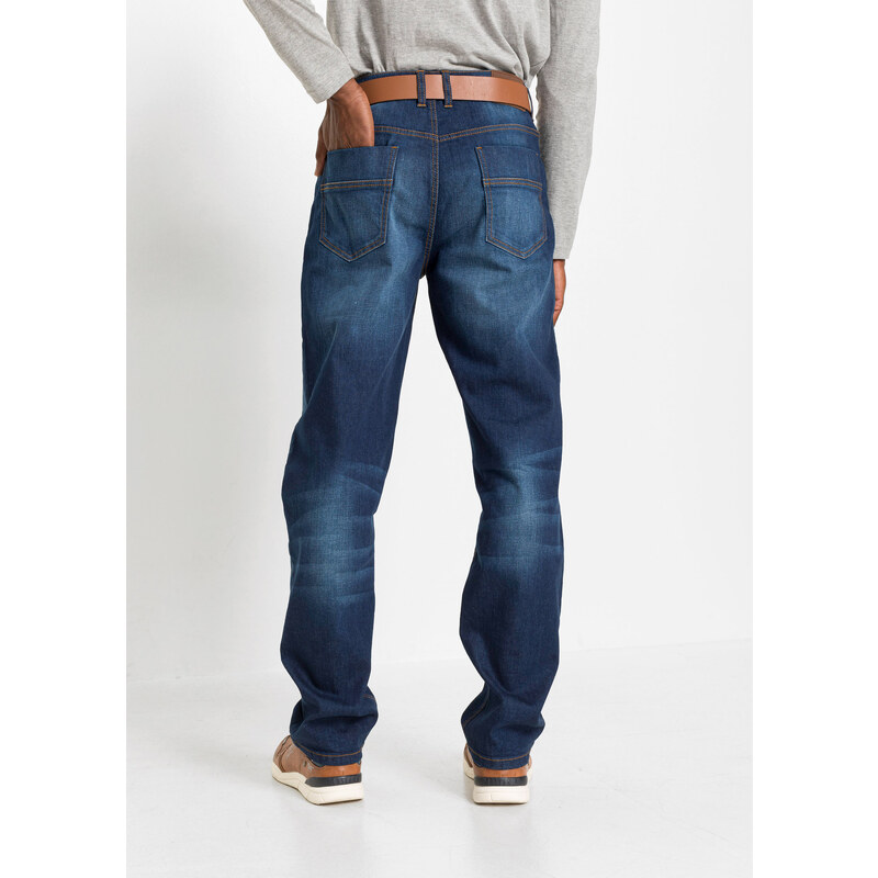 bonprix Strečové džínsy Classic Fit Straight, farba modrá