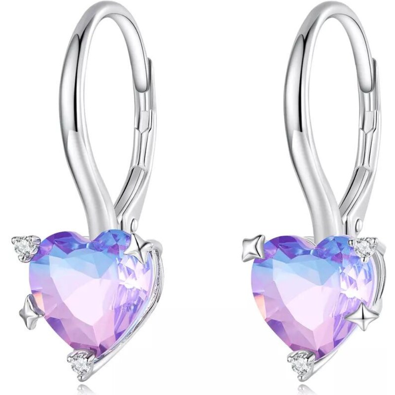 Olivie Strieborné náušnice SKLENENÉ SRDCE 7196 37665699