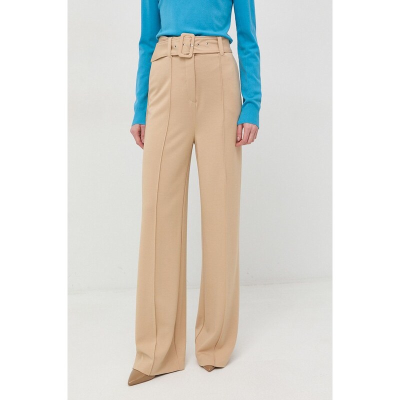 Nohavice Guess dámske, béžová farba, široké, vysoký pás