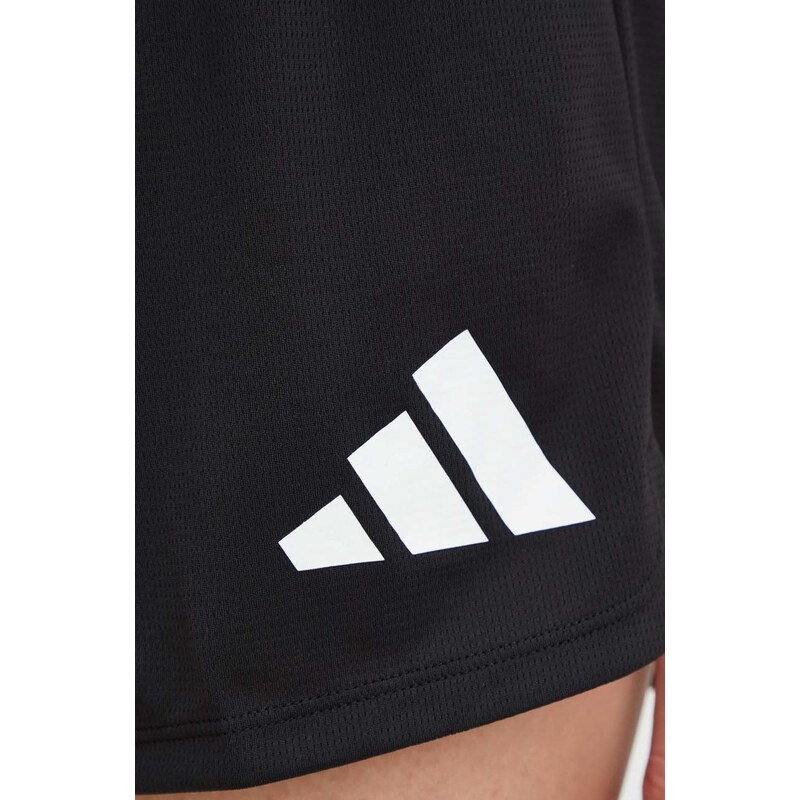 Tréningové šortky adidas Performance Pacer 3-Bar dámske, čierna farba, s potlačou, vysoký pás