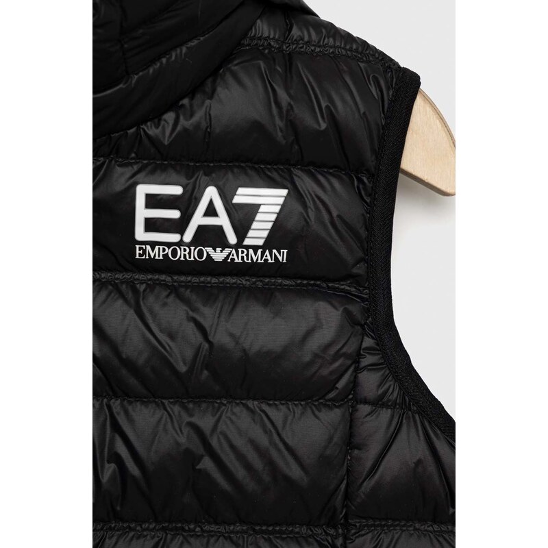 Detská páperová vesta EA7 Emporio Armani čierna farba