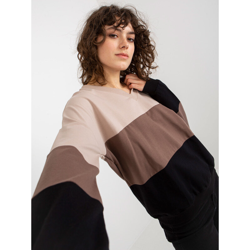 RUE PARIS Sweatshirt-RV-BL-8328.34X-black-beige 64792656